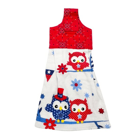 Mainstays Hanging Kitchen Towels Set of 2 Plus Trinket Dish Set Red White Blue - Picture 6 of 9